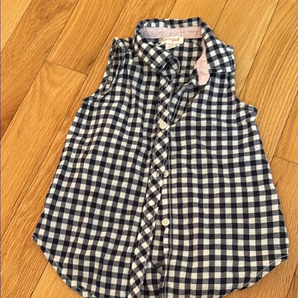 Cat & Jack Black and White Checkered Sleeveless Shirt